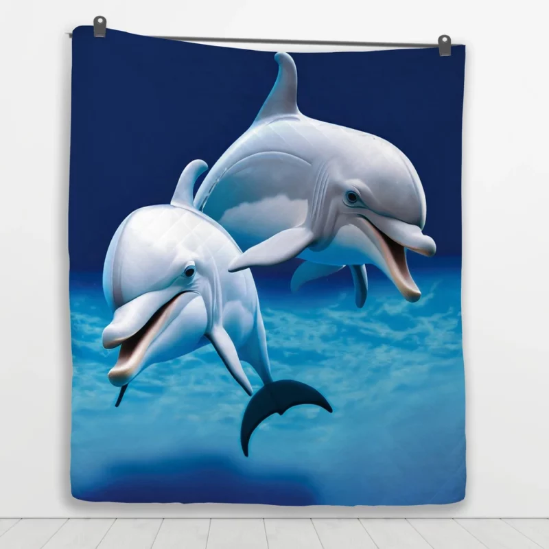 Cute 3D Dolphin Character Quilt Blanket 1