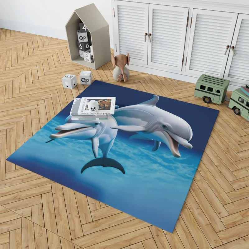 Cute 3D Dolphin Character Rug 1