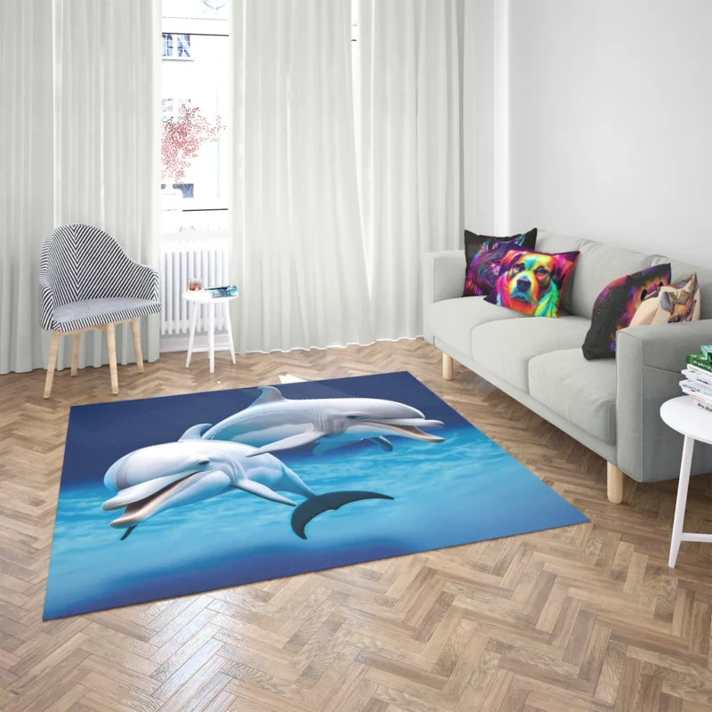 Cute 3D Dolphin Character Rug 2