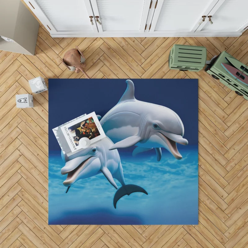 Cute 3D Dolphin Character Rug