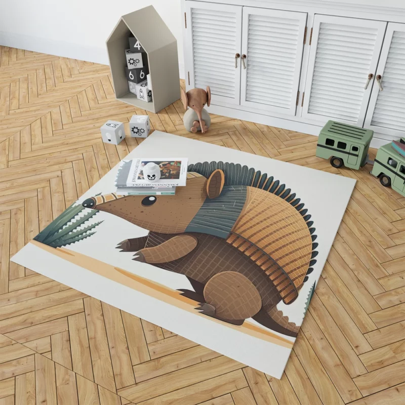 Cute Armadillo Character Rug 1