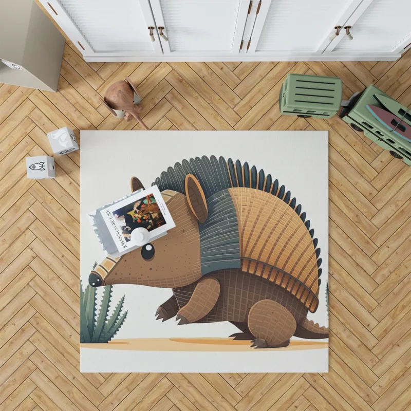 Cute Armadillo Character Rug