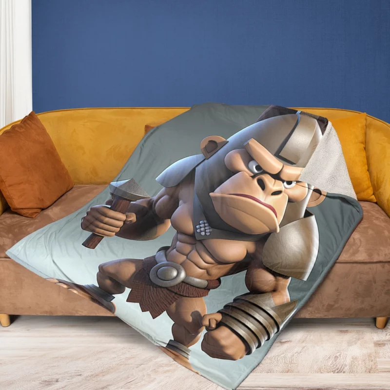 Cute Baboon Character Fleece Blanket 1