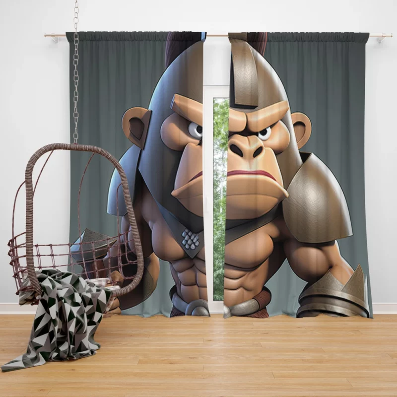 Cute Baboon Character Window Curtain