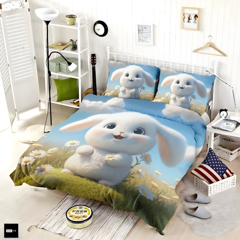 Cute Baby Bunny Artwork Bedding Set