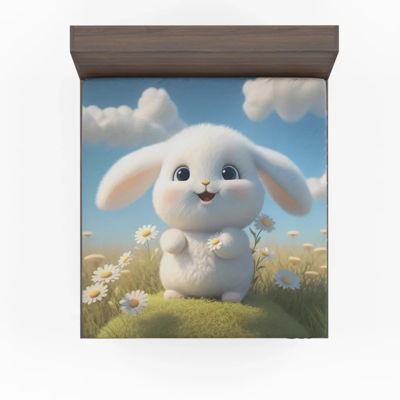 Cute Baby Bunny Artwork Fitted Sheet