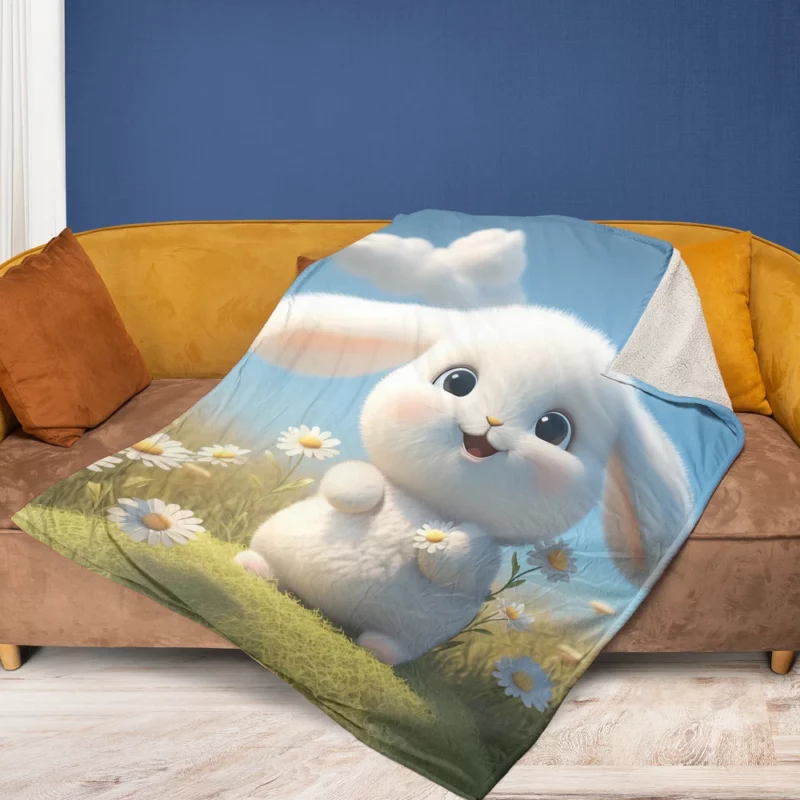 Cute Baby Bunny Artwork Fleece Blanket 1