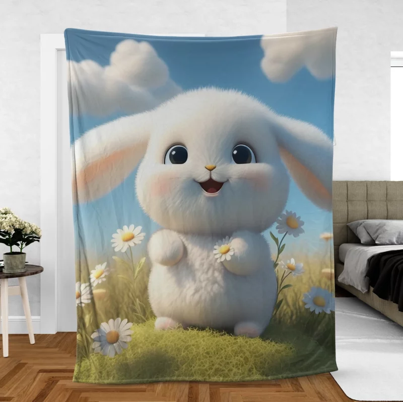 Cute Baby Bunny Artwork Fleece Blanket