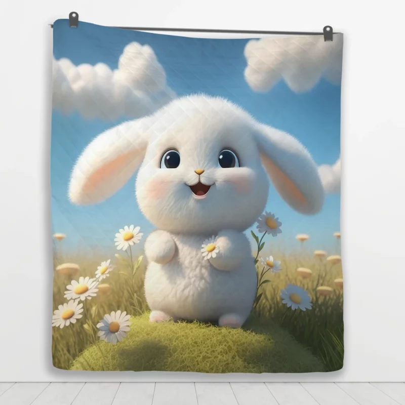 Cute Baby Bunny Artwork Quilt Blanket 1