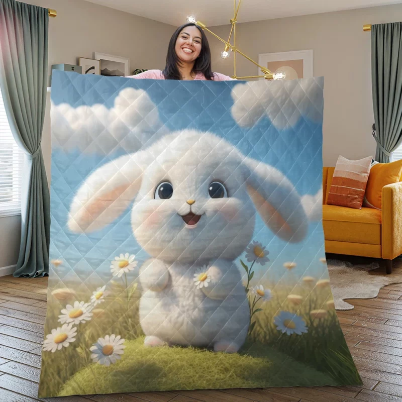 Cute Baby Bunny Artwork Quilt Blanket