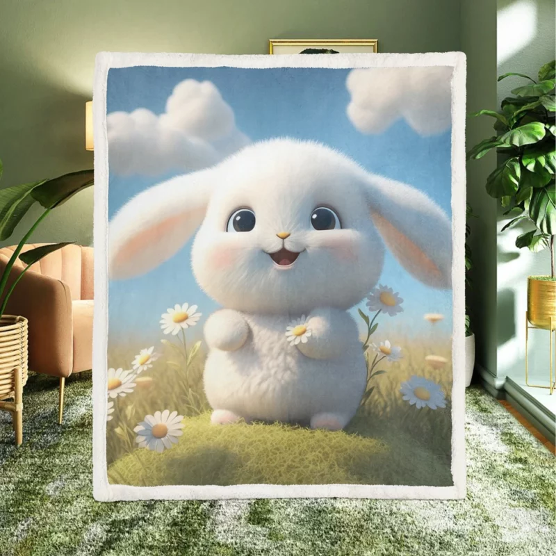 Cute Baby Bunny Artwork Sherpa Fleece Blanket