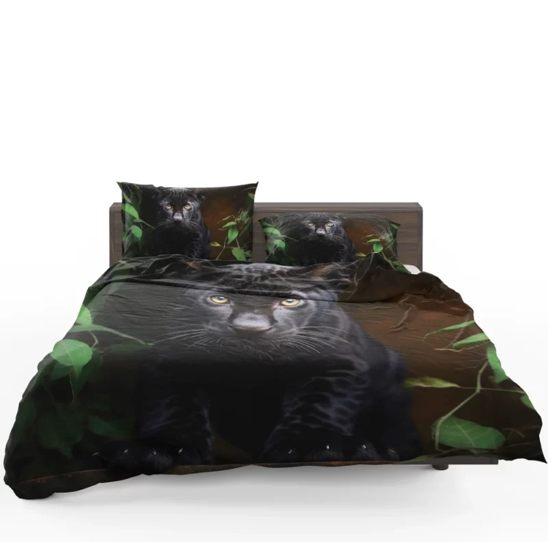 Cute Black Panther Cub Closeup Bedding Set 1