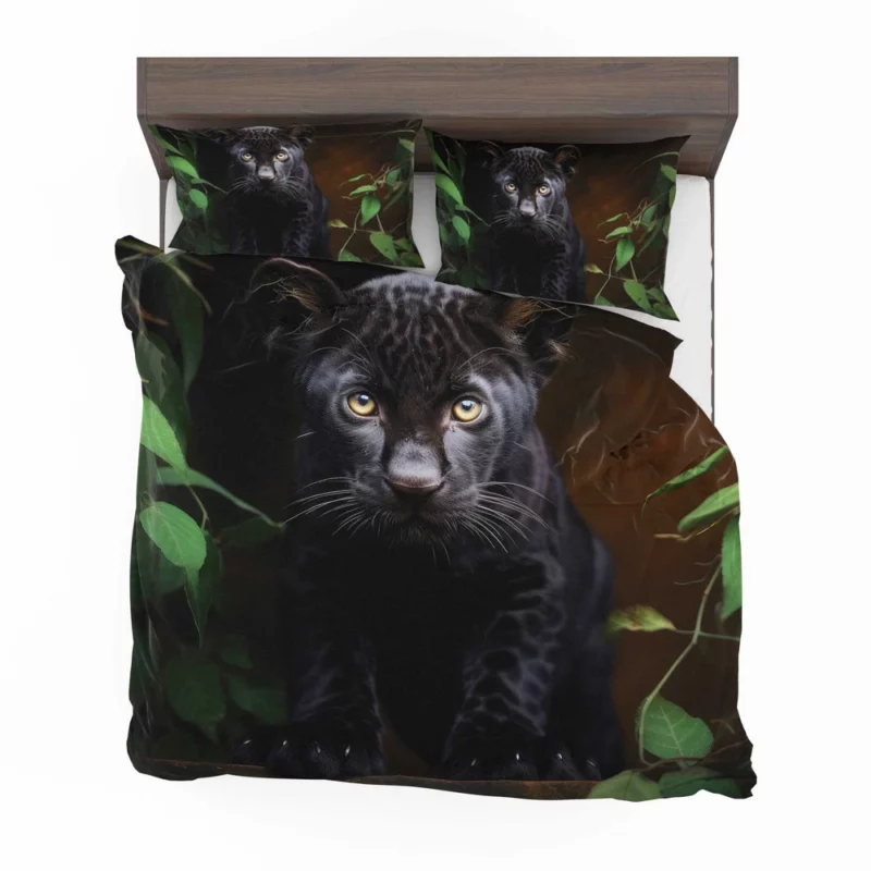 Cute Black Panther Cub Closeup Bedding Set 2