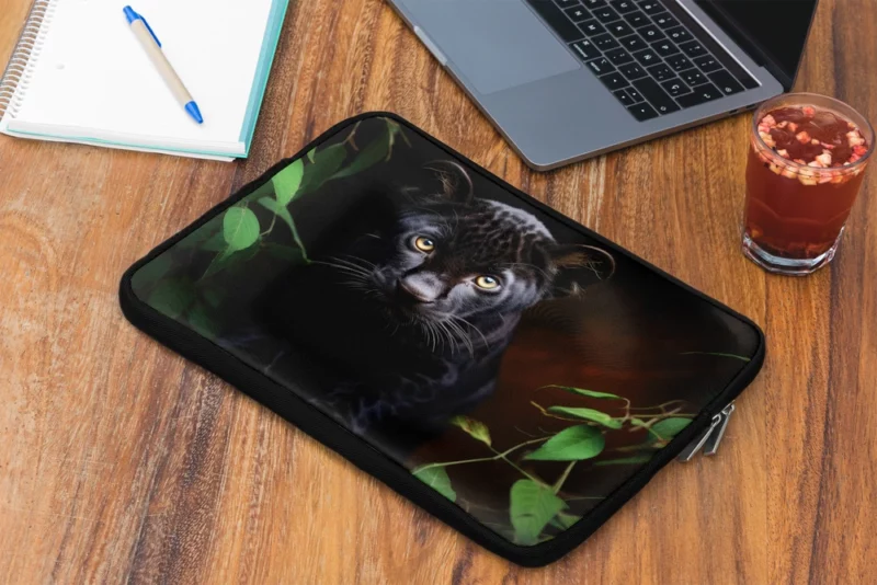 Cute Black Panther Cub Closeup Laptop Sleeve 2