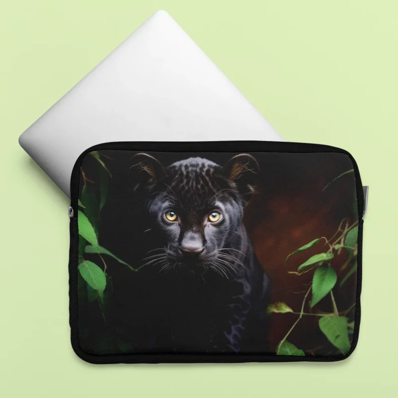 Cute Black Panther Cub Closeup Laptop Sleeve