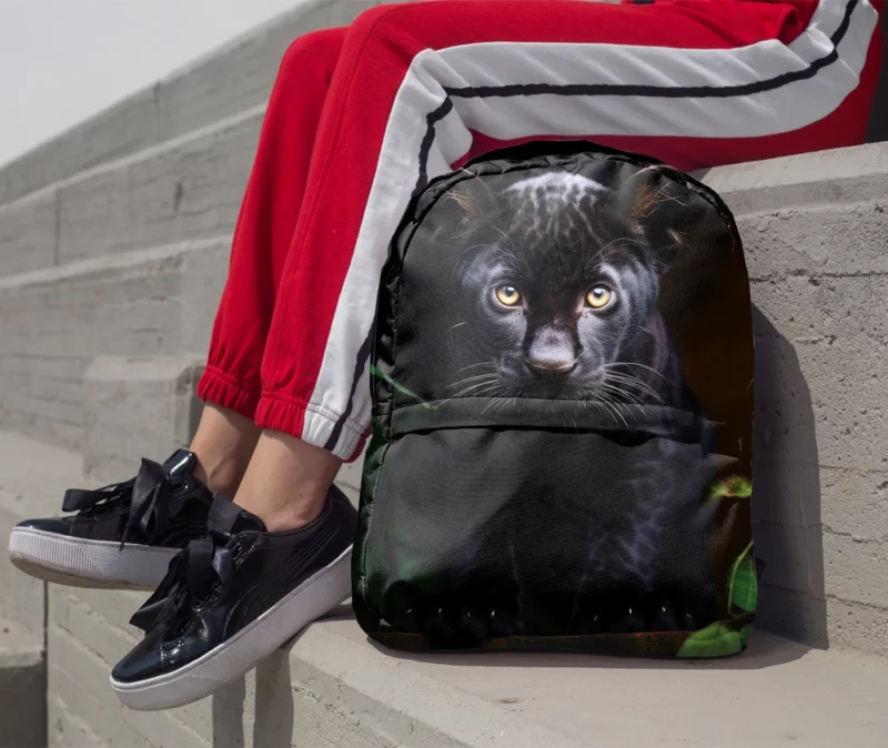 Cute Black Panther Cub Closeup Minimalist Backpack 1