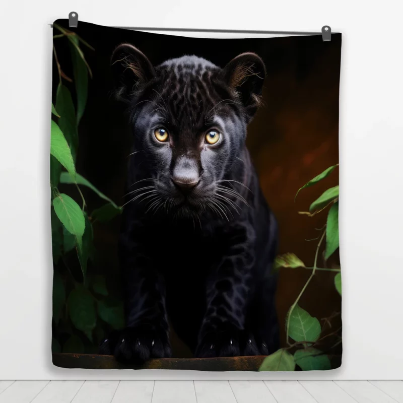 Cute Black Panther Cub Closeup Quilt Blanket 1