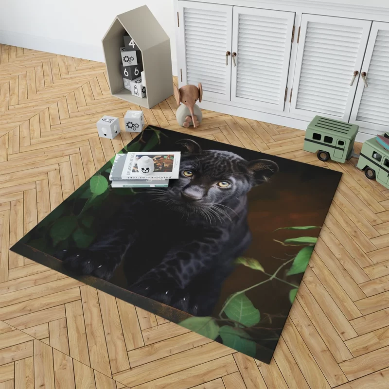 Cute Black Panther Cub Closeup Rug 1