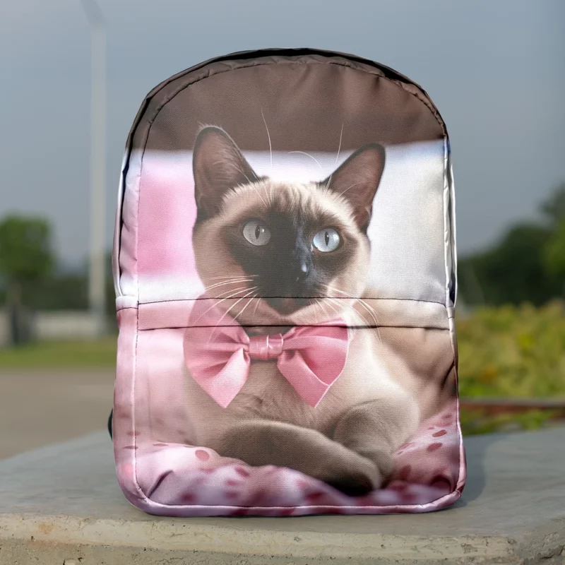 Cute Bow-Wearing Siamese Kitten Minimalist Backpack