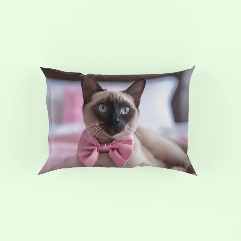 Cute Bow-Wearing Siamese Kitten Pillow Case