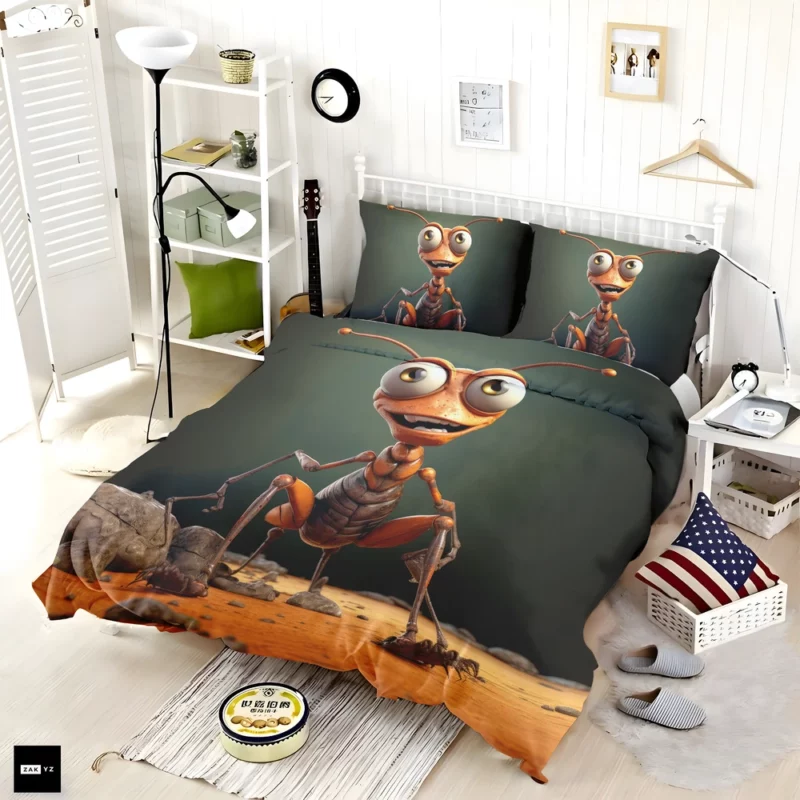 Cute Cartoon Ant Character Bedding Set