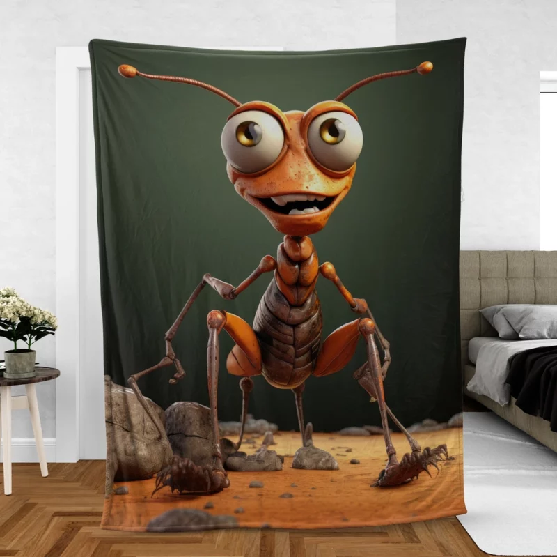 Cute Cartoon Ant Character Fleece Blanket