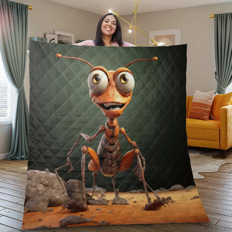 Cute Cartoon Ant Character Quilt Blanket