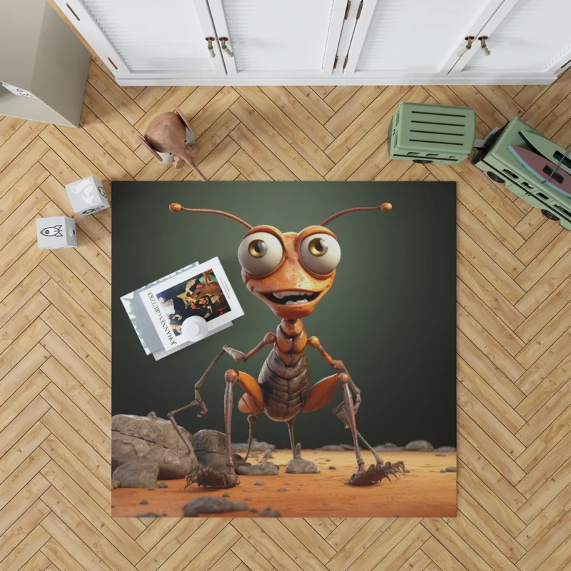 Cute Cartoon Ant Character Rug