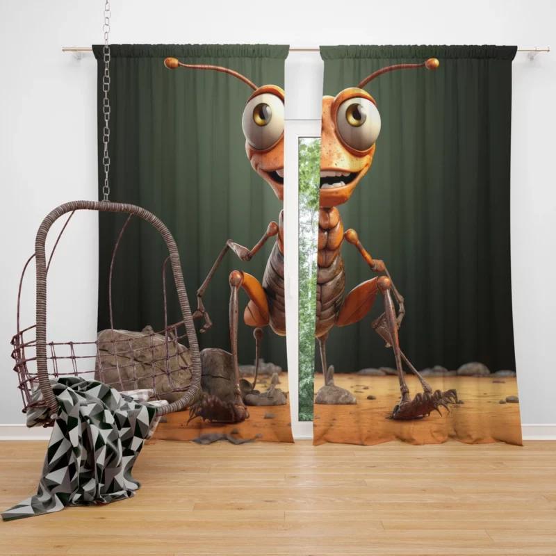 Cute Cartoon Ant Character Window Curtain