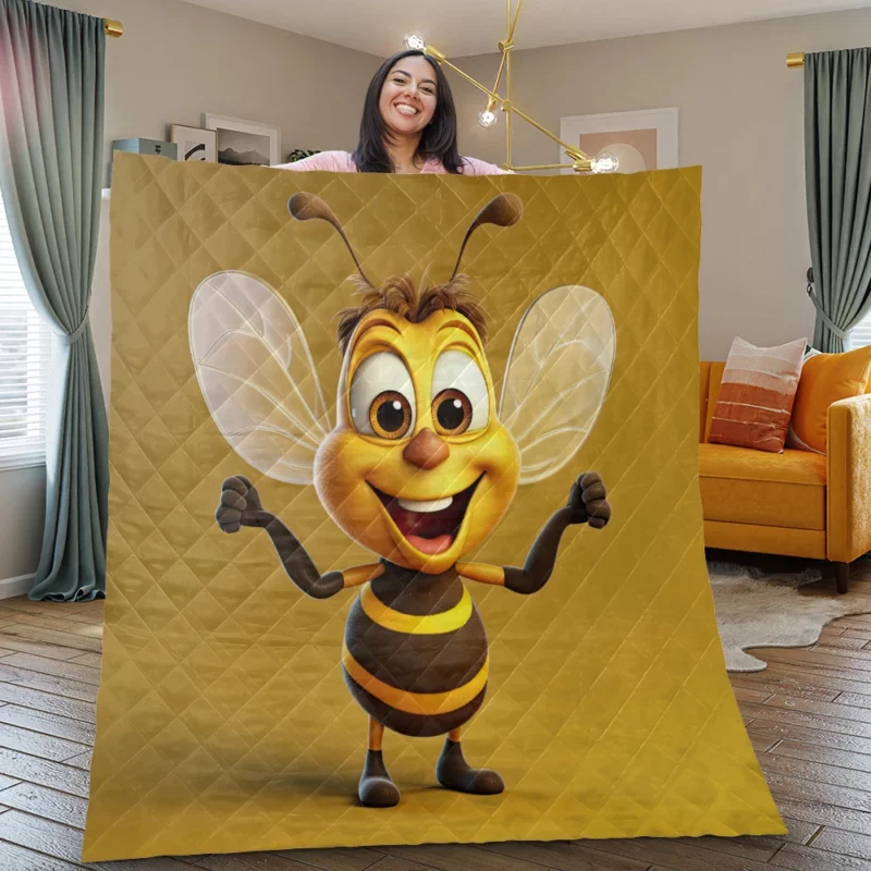 Cute Cartoon Bee Quilt Blanket