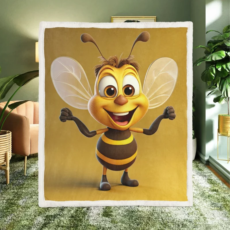 Cute Cartoon Bee Sherpa Fleece Blanket