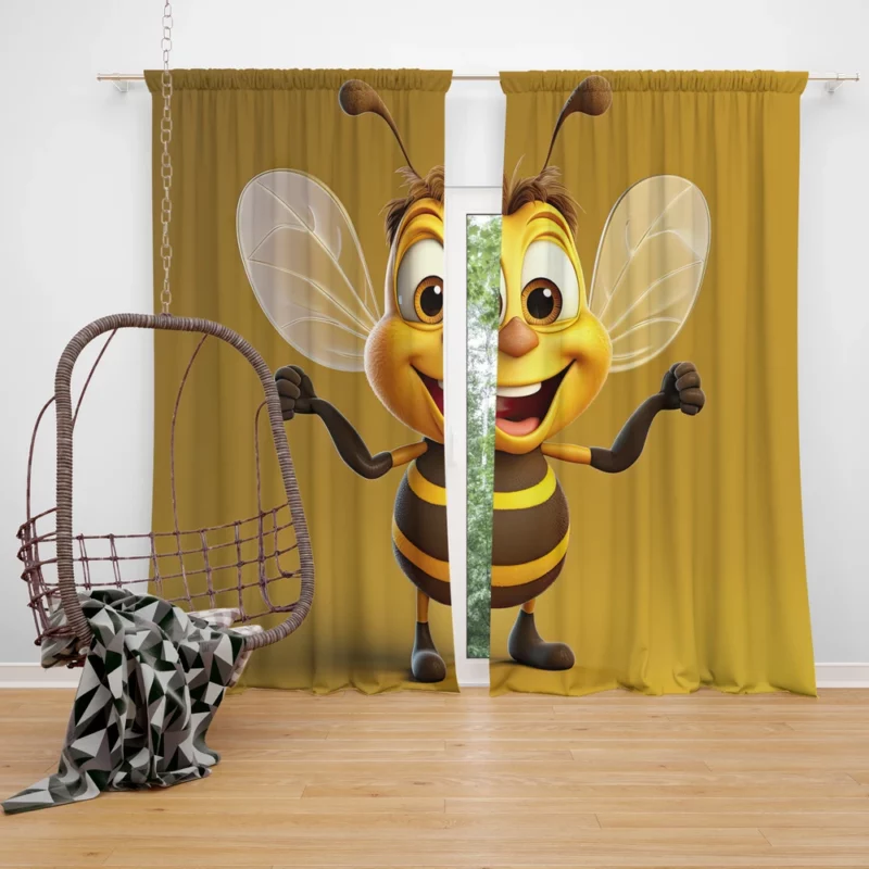 Cute Cartoon Bee Window Curtain