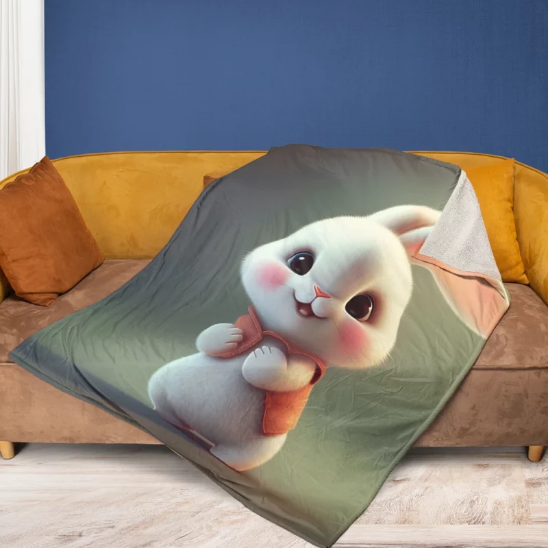 Cute Cartoon Bunny Fleece Blanket 1