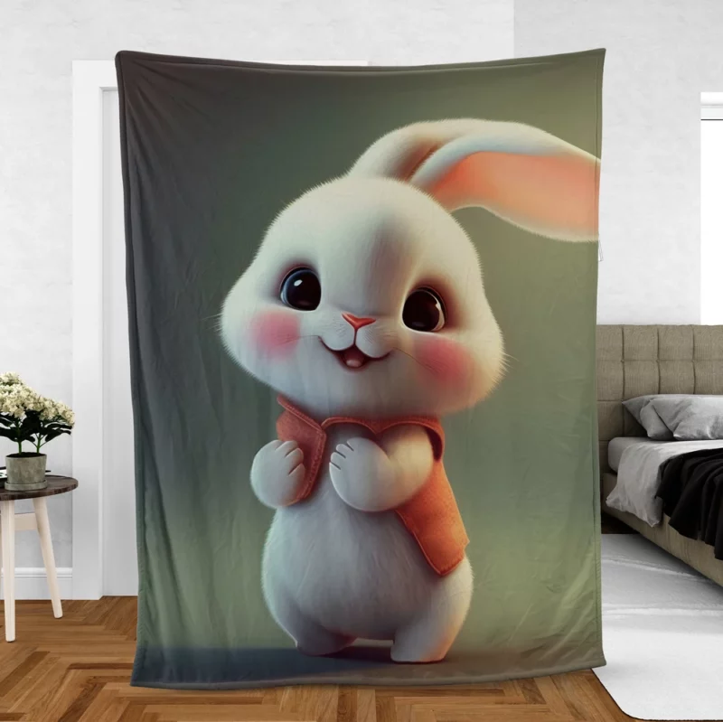 Cute Cartoon Bunny Fleece Blanket