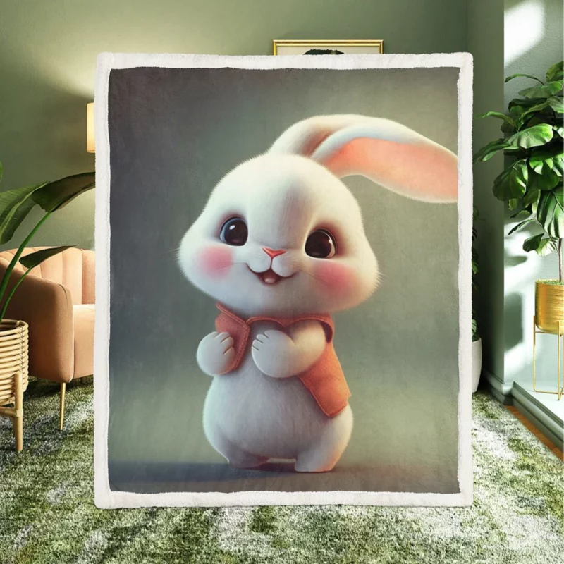 Cute Cartoon Bunny Sherpa Fleece Blanket