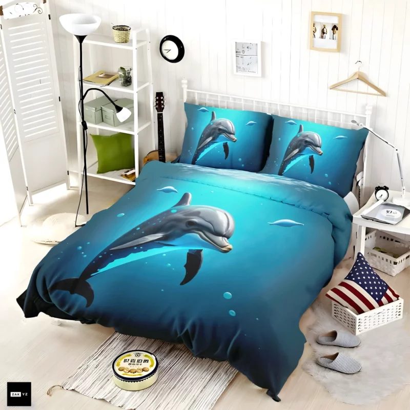 Cute Cartoon Dolphin Bedding Set