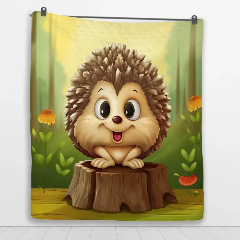 Cute Cartoon Hedgehog Quilt Blanket 1