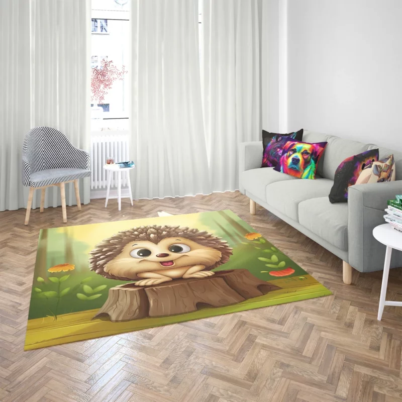 Cute Cartoon Hedgehog Rug 2