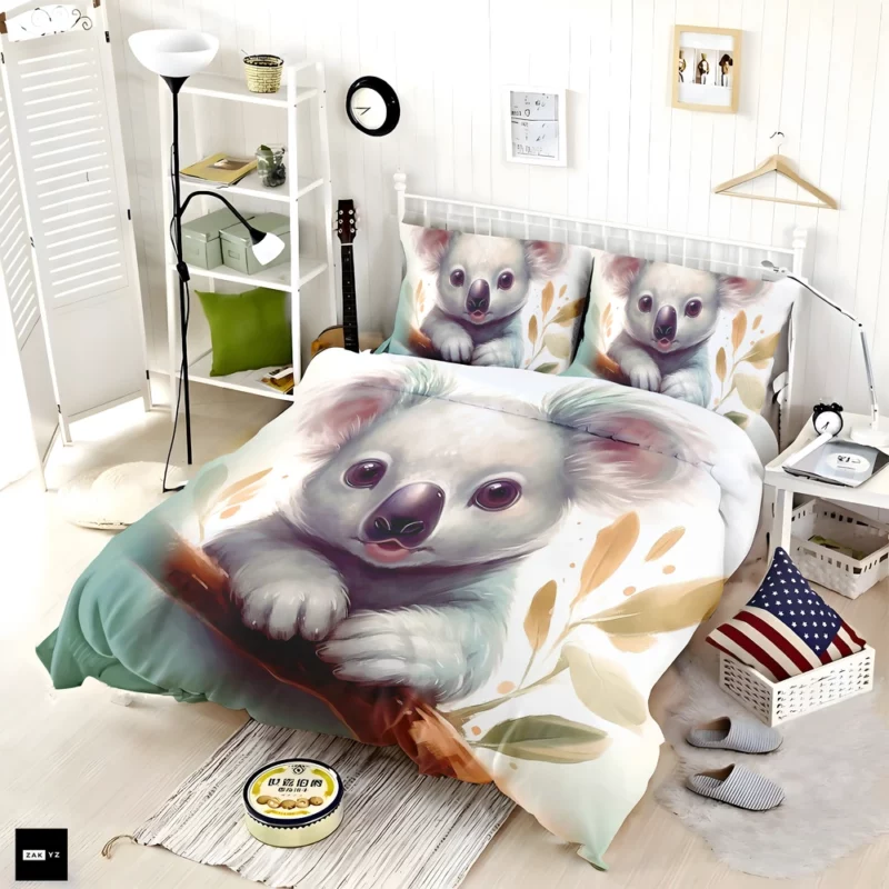 Cute Cartoon Koala Face Bedding Set