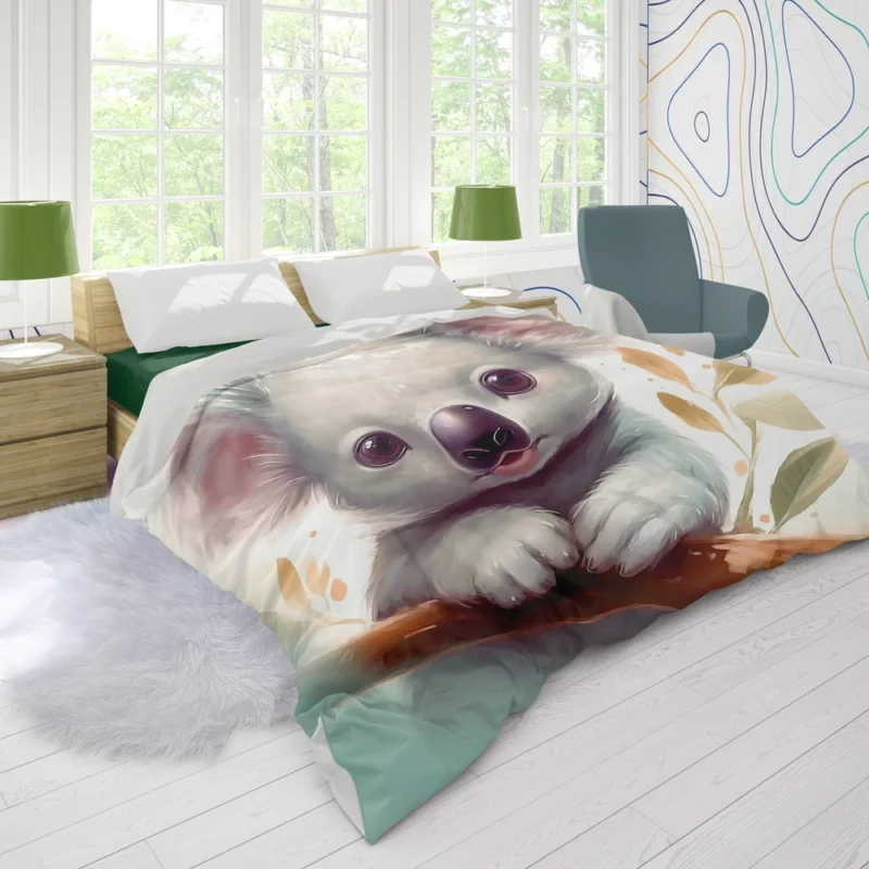 Cute Cartoon Koala Face Duvet Cover