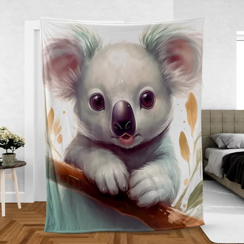 Cute Cartoon Koala Face Fleece Blanket