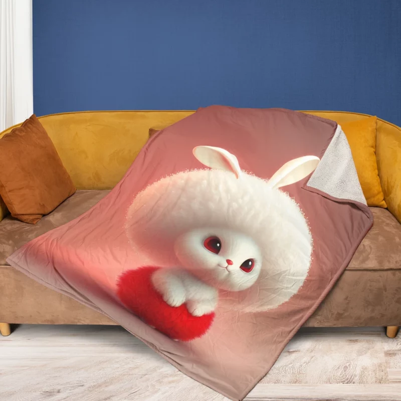 Cute Cartoon Rabbit Fleece Blanket 1