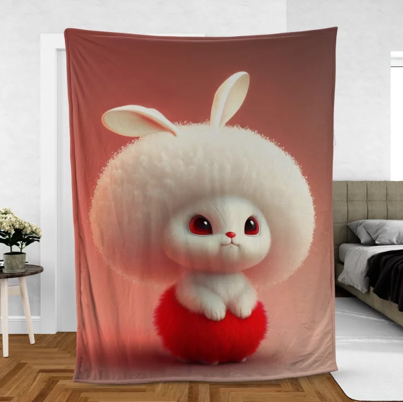 Cute Cartoon Rabbit Fleece Blanket