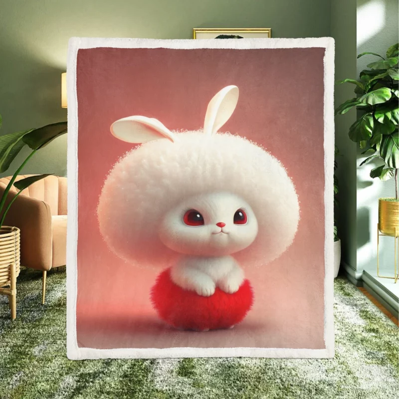 Cute Cartoon Rabbit Sherpa Fleece Blanket