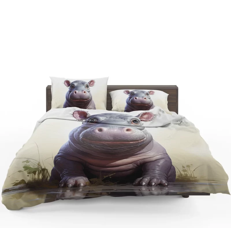 Cute Comic Hippo Bedding Set 1