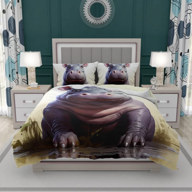 Cute Comic Hippo Bedding Set 2