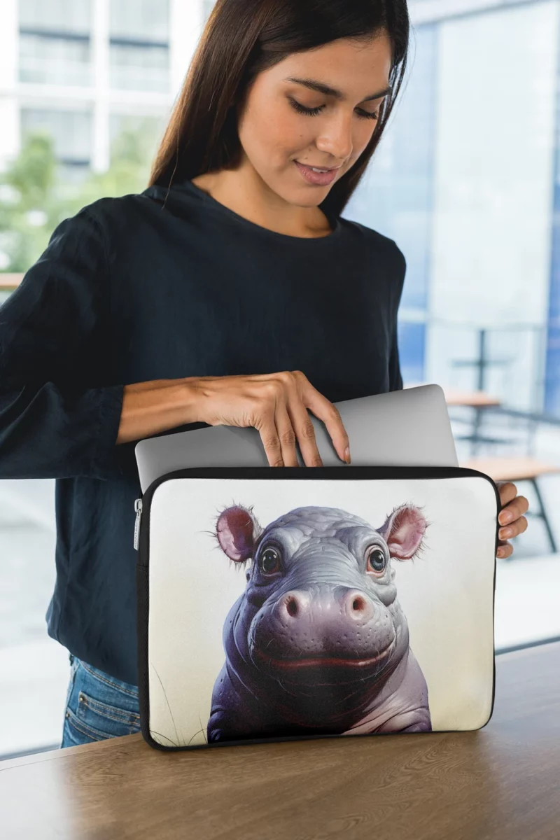 Cute Comic Hippo Laptop Sleeve 1