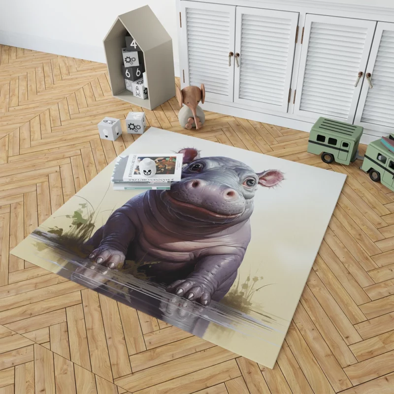 Cute Comic Hippo Rug 1