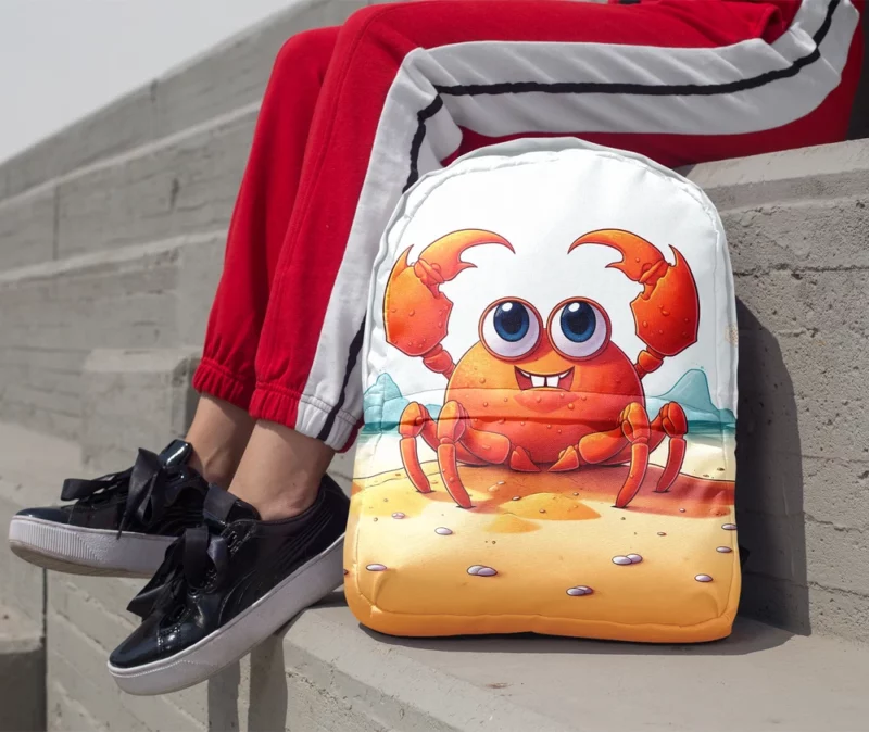 Cute Crab on the Beach Minimalist Backpack 1