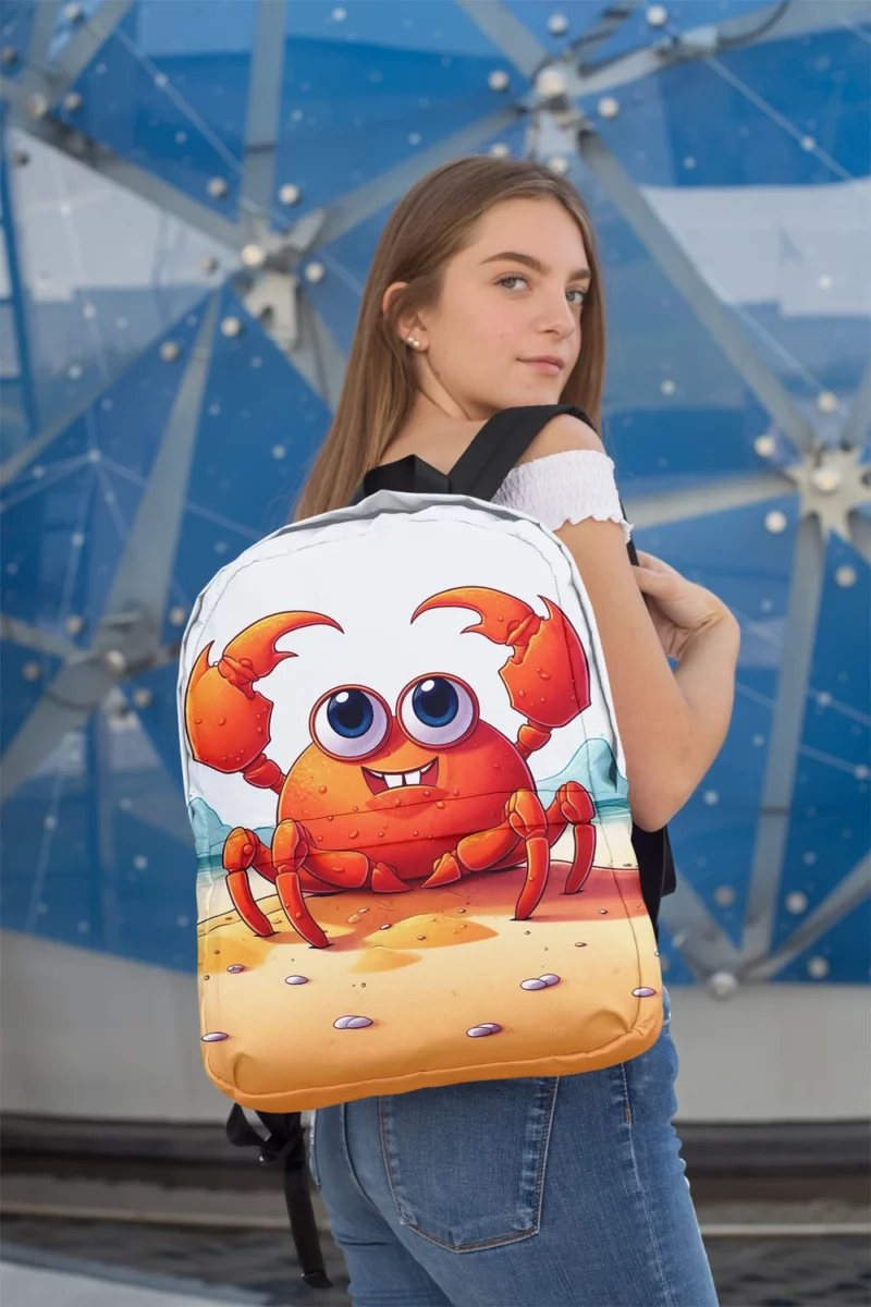 Cute Crab on the Beach Minimalist Backpack 2